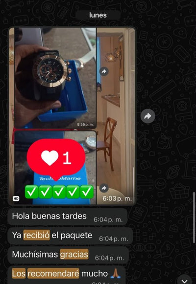 Foto del reloj que recibió el cliente