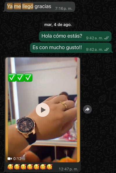 Foto del reloj que recibió el cliente