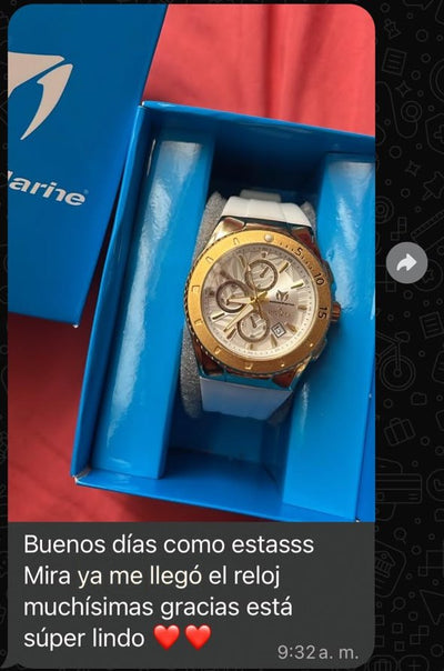 Foto del reloj que recibió el cliente